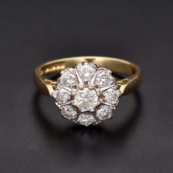 18ct Yellow Gold Diamond Cluster Ring