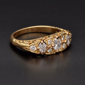 18ct Yellow Gold Victorian Style Diamond Cluster Ring
