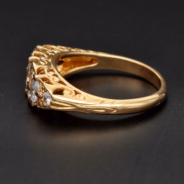 18ct Yellow Gold Victorian Style Diamond Cluster Ring