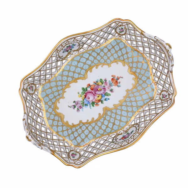 Dresden Porcelain Pierced Basket