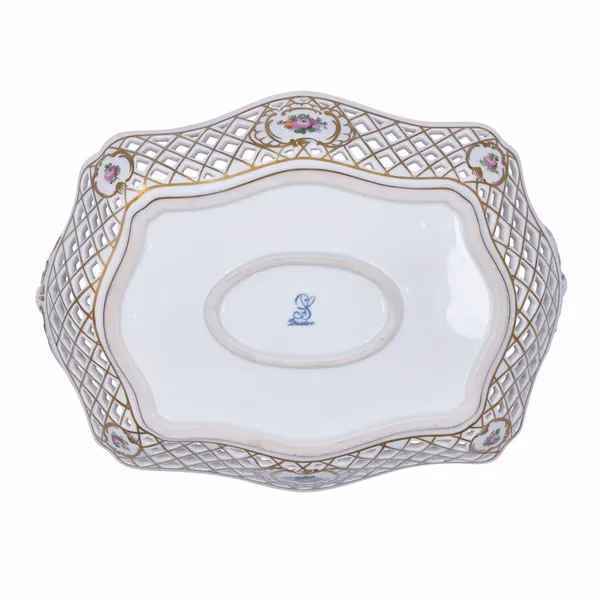 Dresden Porcelain Pierced Basket