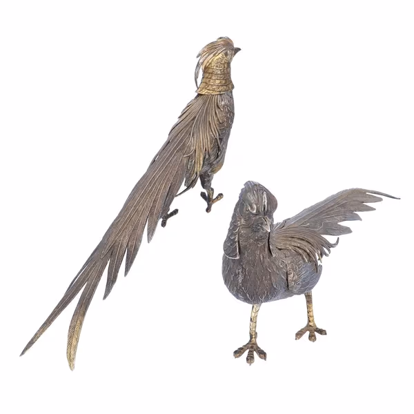 Mid 20th Century Pair of Silver Pheasants
