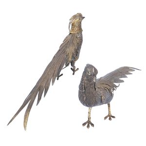 Mid 20th Century Pair of Silver Pheasants