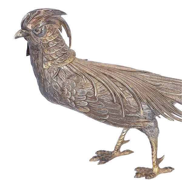 Mid 20th Century Pair of Silver Pheasants
