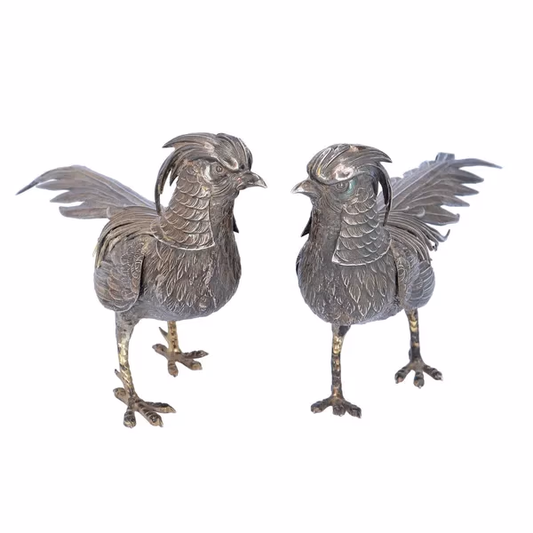Mid 20th Century Pair of Silver Pheasants