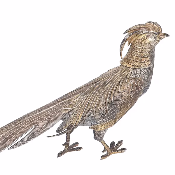 Mid 20th Century Pair of Silver Pheasants