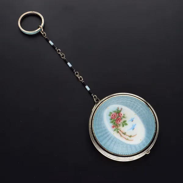 Silver Enamelled Chain Compact
