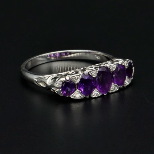 18ct Gold Amethyst and Diamond Ring image-1