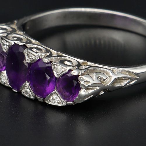 18ct Gold Amethyst and Diamond Ring image-5