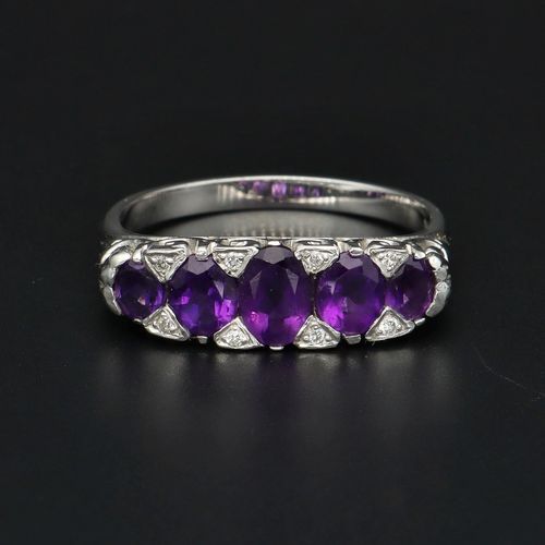 18ct Gold Amethyst and Diamond Ring image-2