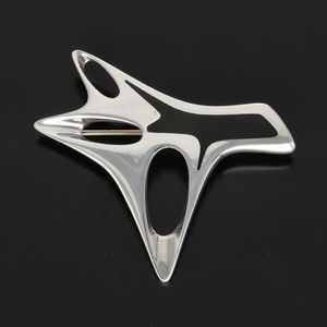 Georg Jensen Silver and Black Enamel Abstract Brooch
