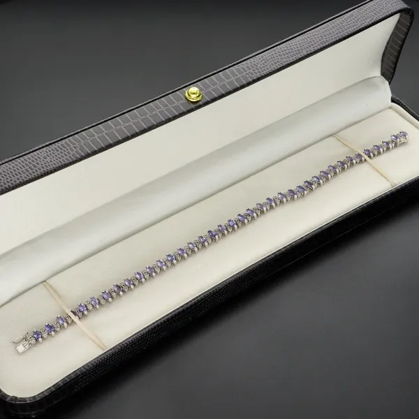 9k Gold Tanzanite and Diamond Tennis Bracelet
