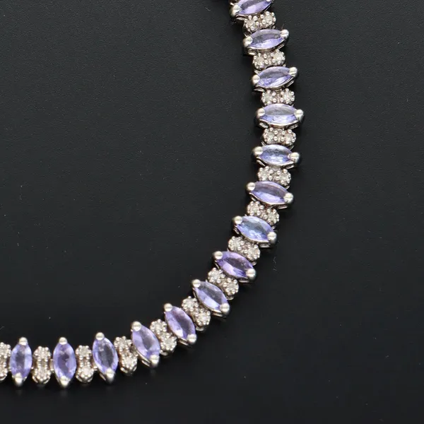 9k Gold Tanzanite and Diamond Tennis Bracelet