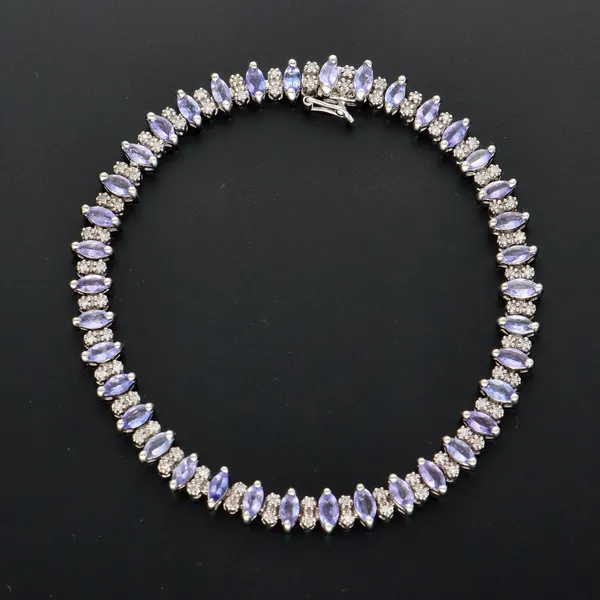 9k Gold Tanzanite and Diamond Tennis Bracelet