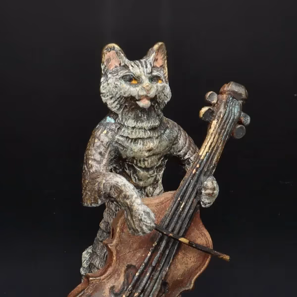 Cold Painted Bronze of a Cat by Franz Bergman