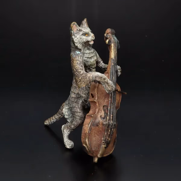 Cold Painted Bronze of a Cat by Franz Bergman