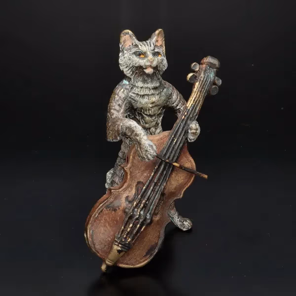 Cold Painted Bronze of a Cat by Franz Bergman