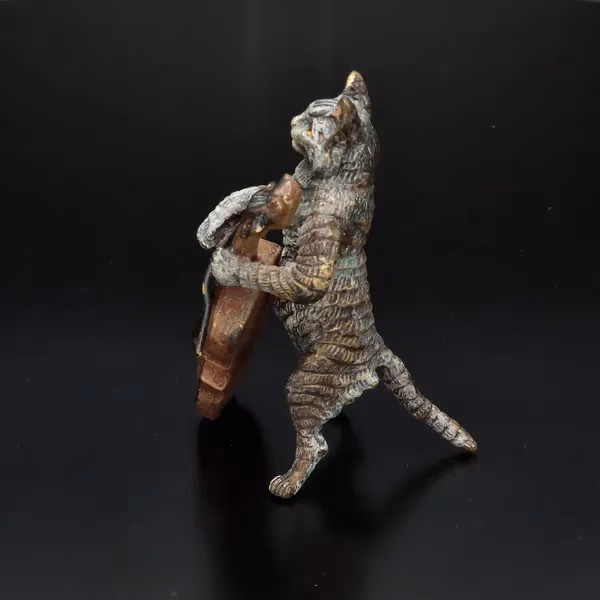 Cold Painted Bronze of a Cat by Franz Bergman