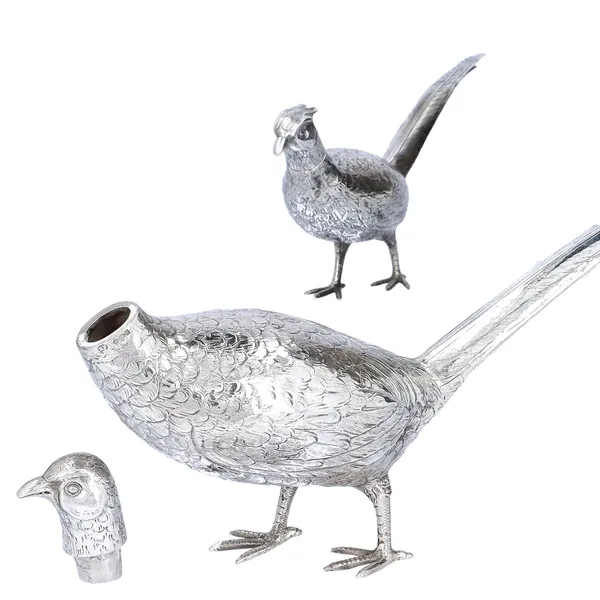 Pair of Silver Cock and Hen Pheasants