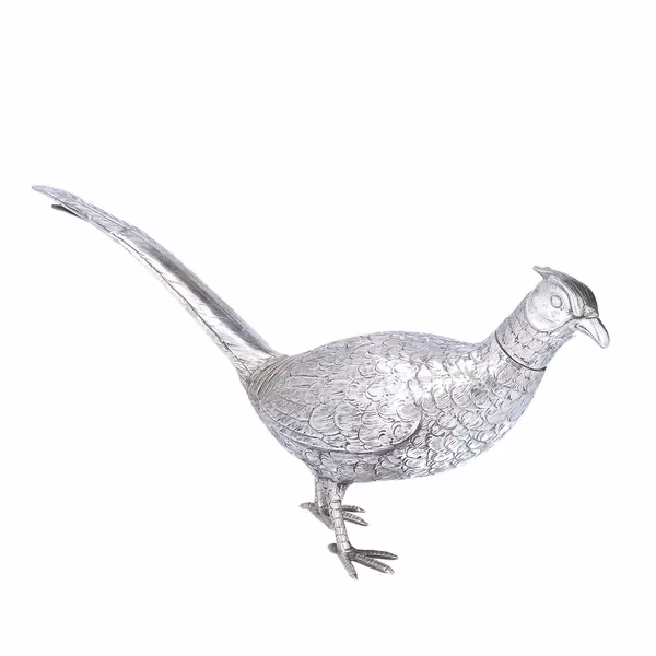 Pair of Silver Cock and Hen Pheasants