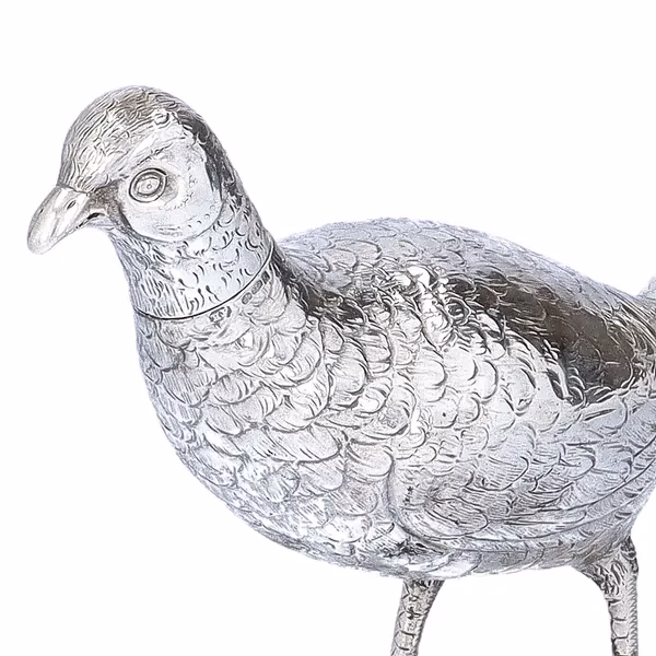 Pair of Silver Cock and Hen Pheasants