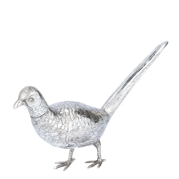 Pair of Silver Cock and Hen Pheasants
