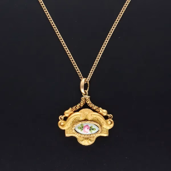 Rococo Style Enamel Pendant Necklace