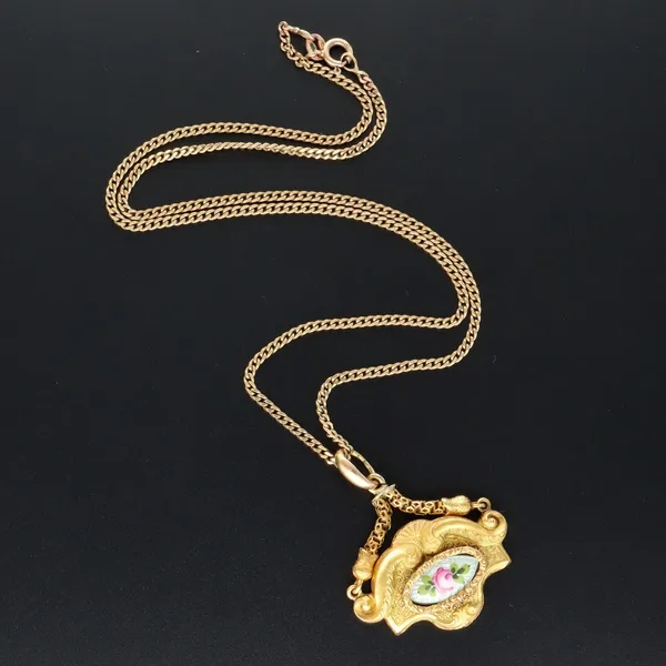 Rococo Style Enamel Pendant Necklace