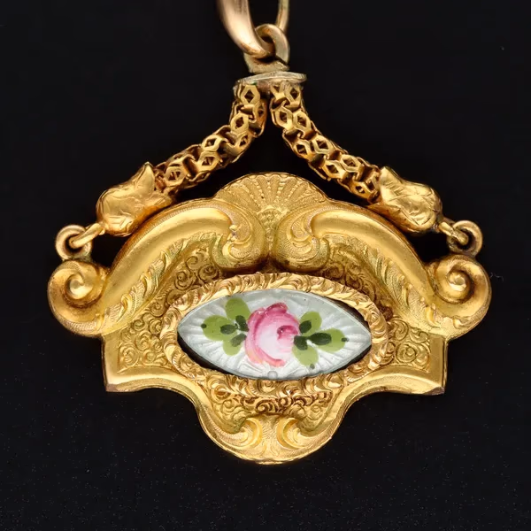 Rococo Style Enamel Pendant Necklace