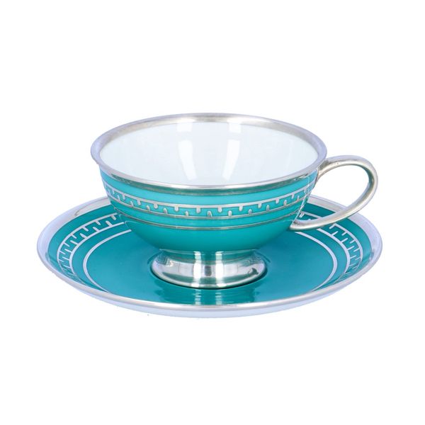 Frederich Spahr Hutschenreuther Silver Overlay Cup and Saucer
