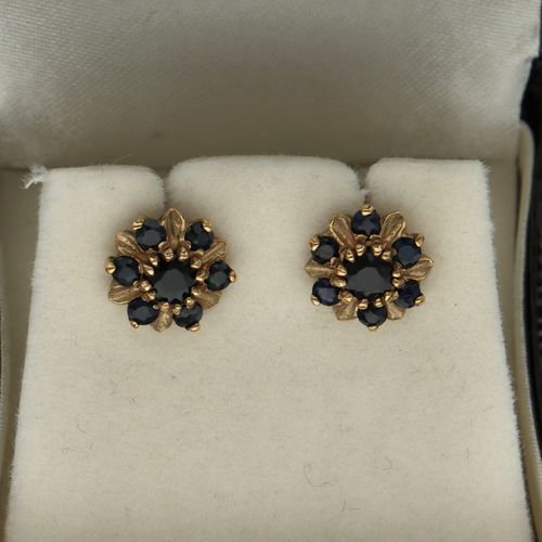 9ct Gold Sapphire Earrings image-2