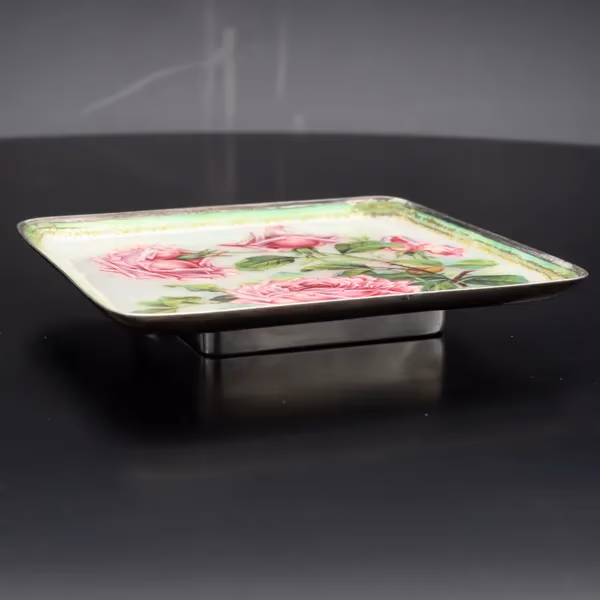 Silver and Enamel Heavy Dish
