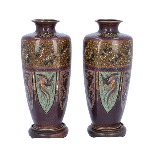 Pair of Small Meiji Period Cloisonné Vases image-2