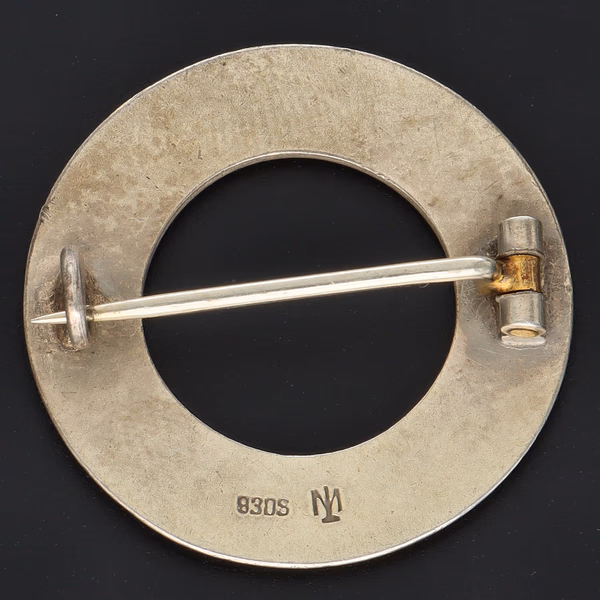 Vintage Silver and Enamel Brooch by Marius Hammer