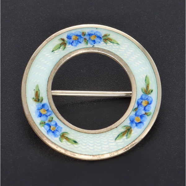 Vintage Silver and Enamel Brooch by Marius Hammer