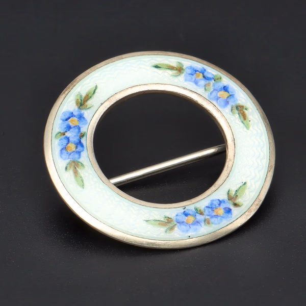 Vintage Silver and Enamel Brooch by Marius Hammer