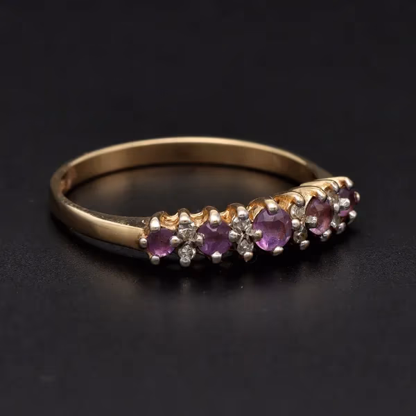 Gold Amethyst Diamond Ring