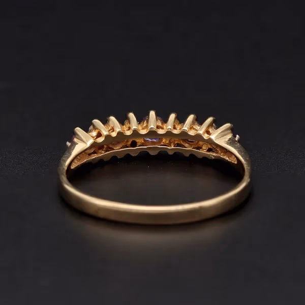 Gold Amethyst Diamond Ring