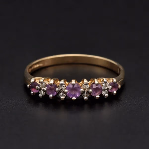Gold Amethyst Diamond Ring