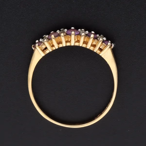 Gold Amethyst Diamond Ring