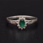 18ct White Gold Emerald & Diamond Ring