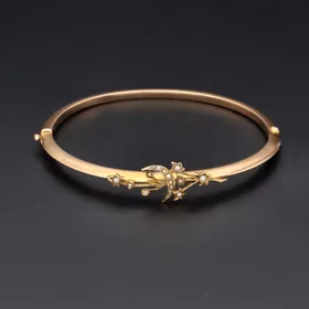 15ct Gold Edwardian Seed Pearl Bangle