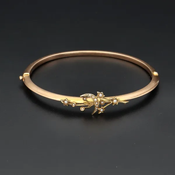 15ct Gold Edwardian Seed Pearl Bangle