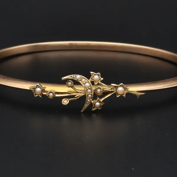 15ct Gold Edwardian Seed Pearl Bangle