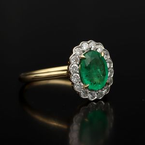 18ct Gold Emerald and Diamond Ring