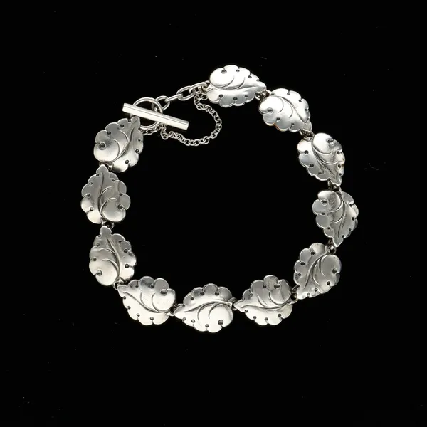 Vintage Danish Nils Erik Silver Leaf Bracelet