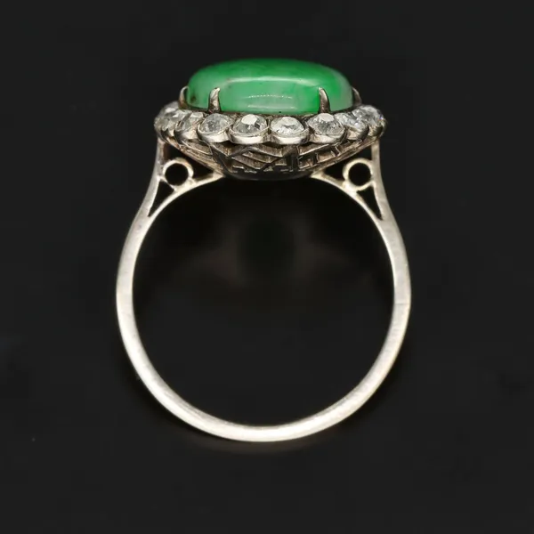 Art Deco 18ct Gold Jade and Diamond Ring