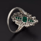 Platinum Art Deco Style Emerald and Diamond Ring