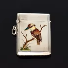 Edwardian Silver Vesta Case Decorated with an Enamel Kookaburra