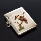 Edwardian Silver Vesta Case Decorated with an Enamel Kookaburra